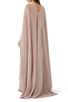 Halter-Cape Ruched Evening Gown